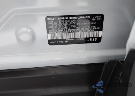 2025 Mitsubishi Eclipse Cross Black Edition S-Awc z USA, uszkodzony, nr VIN JA4ATWAA1SZ024502